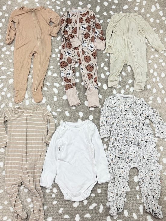 Magnetic Me Other - Lot of 6 neutral footies bamboo unisex baby beige milk cookies zippy onesie tan